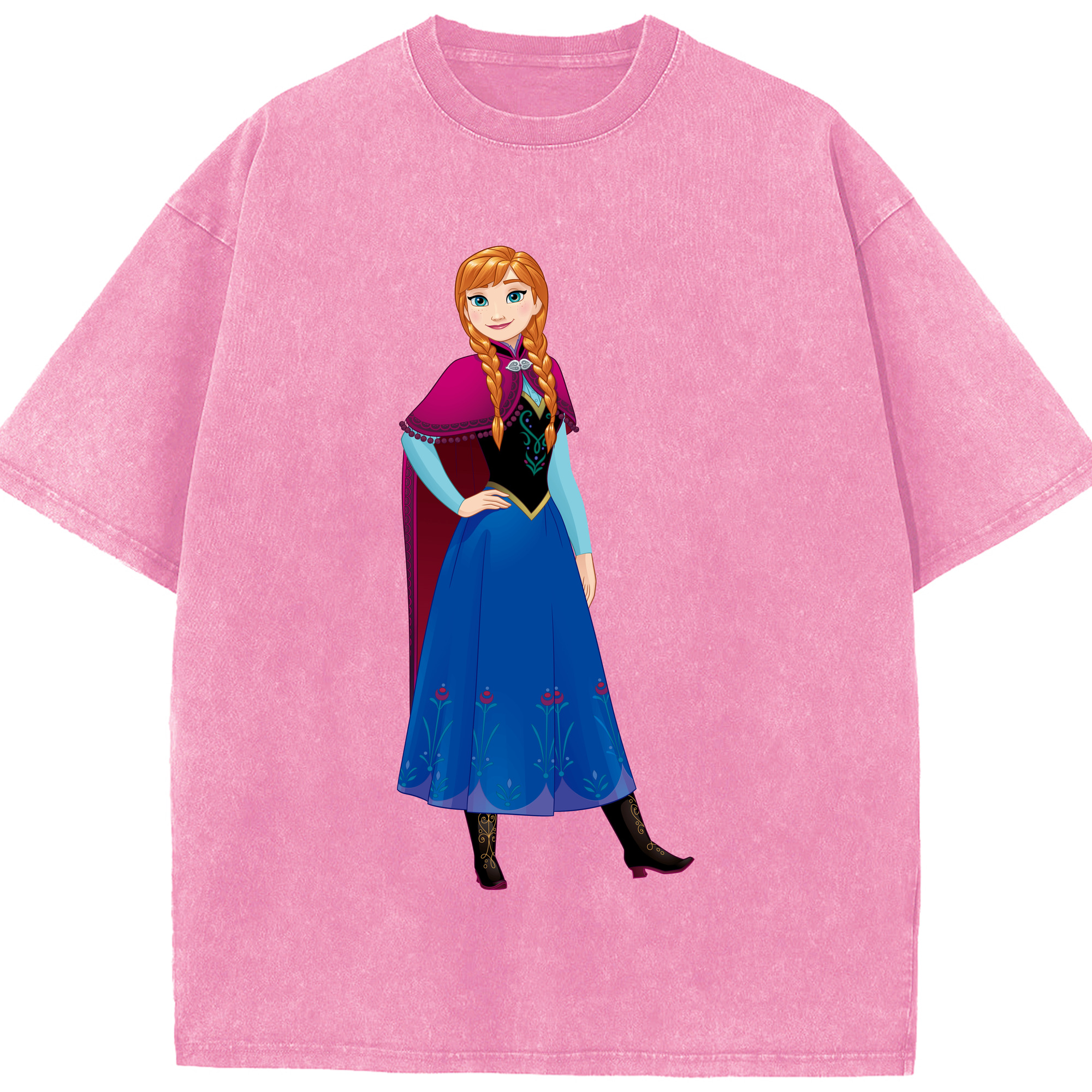 （画像用） アナと雪の女王 アンナ エルサ Frozen Anna Elsa 綿100% ヴィンテージ風 半袖Tシャツ（フロントプリント）